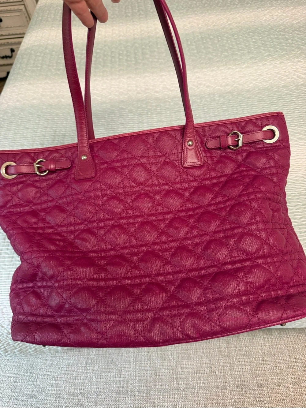 Dior Quilted Tote in Raspberry Pink with Signature Charm